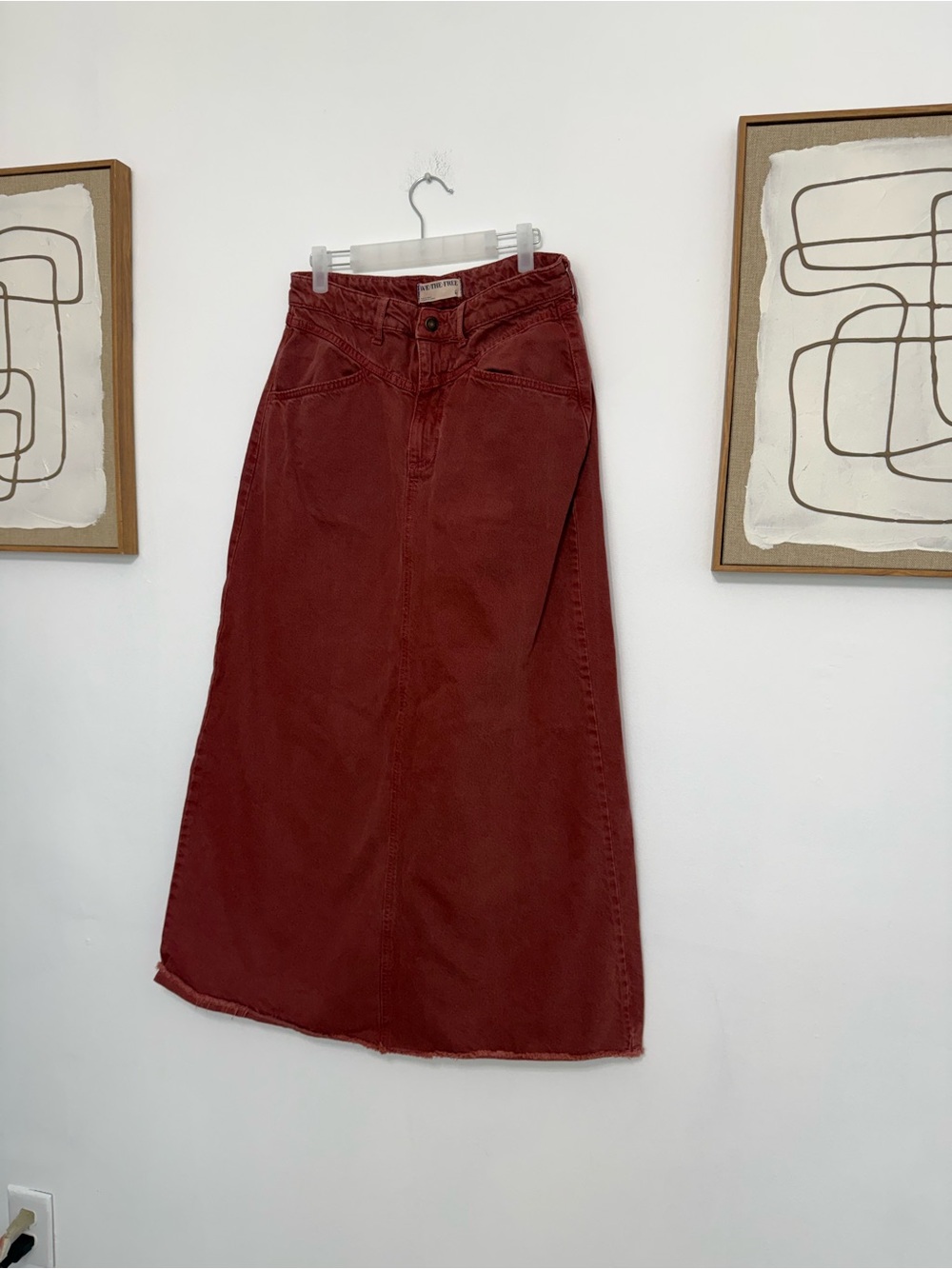 We The Free Maxi Skirt in Deep Rust Red